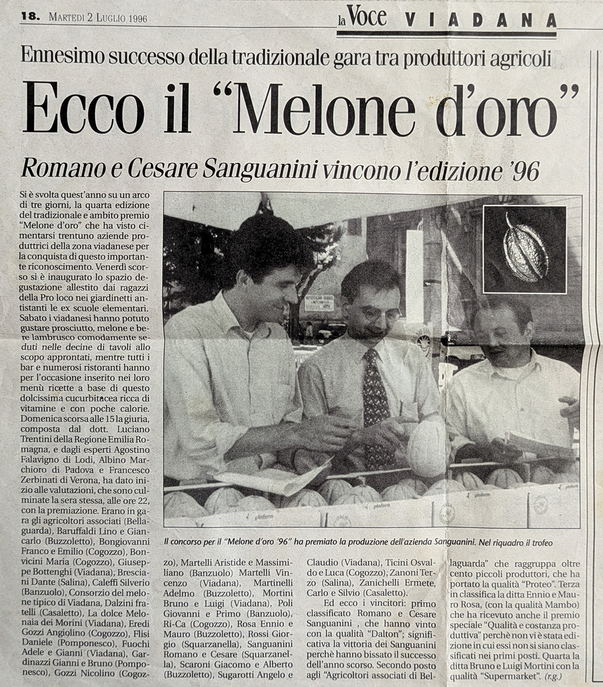 Premiazione Melone d'Oro 1996 - La Voce di Mantova